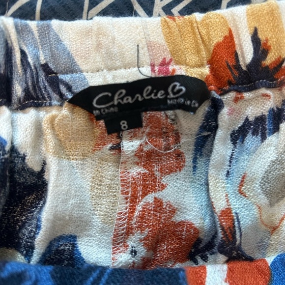 Linen Floral High Waist Women's Shorts - Multicolor - Picture 3 of 5